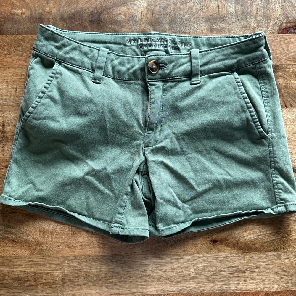 American Eagle Olive Midi Shorts